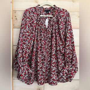 NWT Sanctuary Black/Red/Cream/Pink Floral Long Sleeve Women's Top 2X
